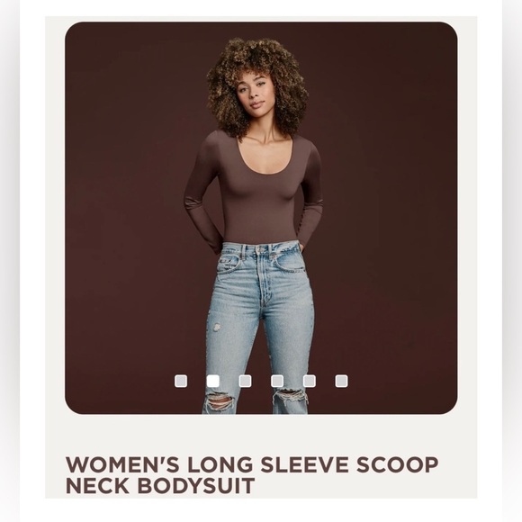 nuuds long sleeve scoop neck bodysuit in coffee - Picture 1 of 7